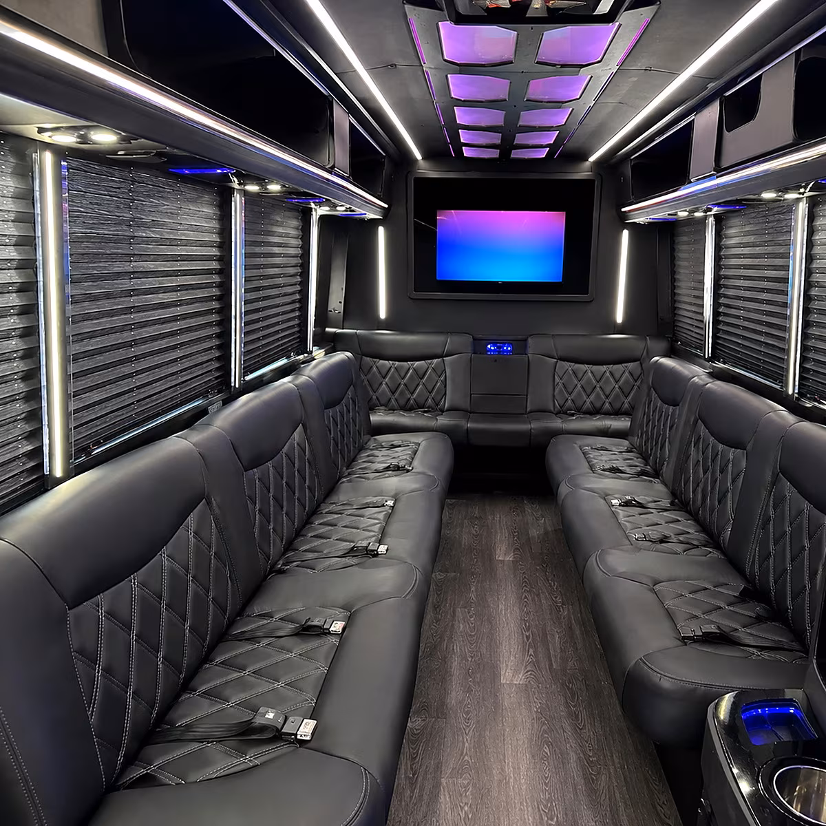 clinton party bus rental interior